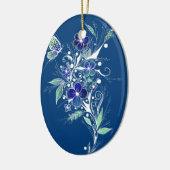 Blaue Blume Tattoo Keramik Ornament (Links)