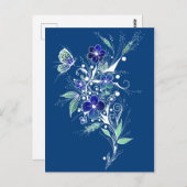 Blaue Blume Tattoo Postkarte (Vorne/Hinten)