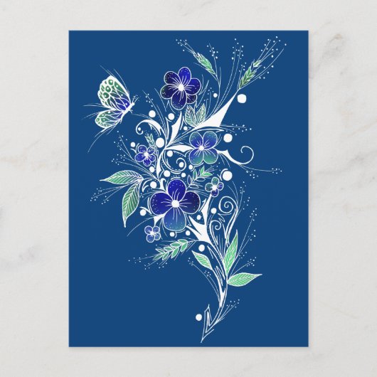 Blaue Blume Tattoo Postkarte (Vorderseite)