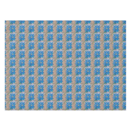 Blaue Blume Tischdecke (Vorderseite (Horizontal))