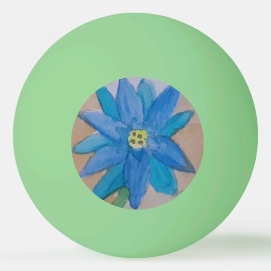 Blaue Blume Tischtennisball (Vorderseite)