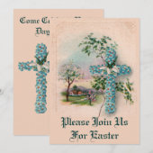 Blaue Blume über Ostern Einladung (Vorne/Hinten)