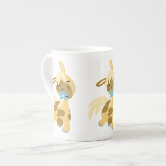 Blaue Blume und Niedlicher Cartoon Pony Bone China Porzellantasse