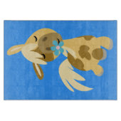 Blaue Blume und Niedlicher Cartoon Pony Cutting Bo Schneidebrett (Vorderseite)