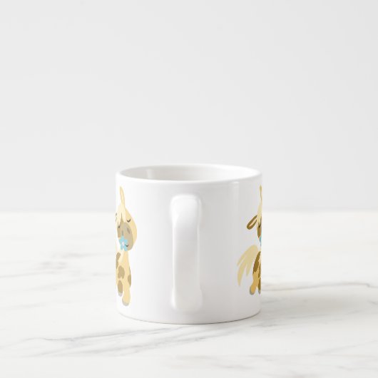 Blaue Blume und Niedlicher Cartoon Pony Espresso T Espressotasse (Rückseite)