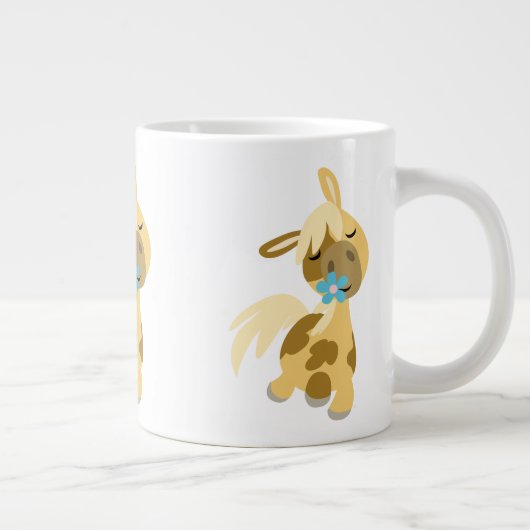 Blaue Blume und Niedlicher Cartoon Pony Jumbo Tass Jumbo-Tasse (Rechts)