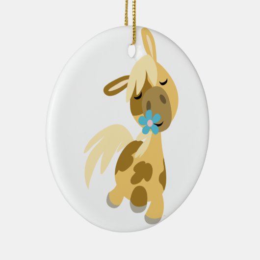 Blaue Blume und Niedlicher Cartoon Pony Ornament (Rechts)