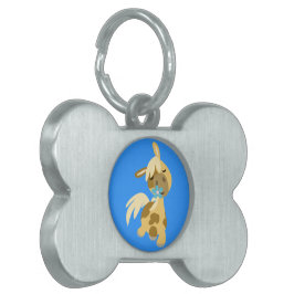 Blaue Blume und Niedlicher Cartoon Pony Pet Tag Tiermarke