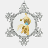 Blaue Blume und Niedlicher Cartoon Pony Pewter Orn Schneeflocken Zinn-Ornament (Vorderseite)