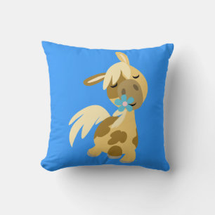 Blaue Blume und Niedlicher Cartoon Pony Pillow Kissen