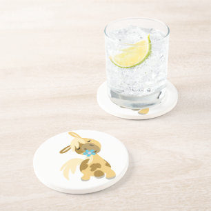 Blaue Blume und Niedlicher Cartoon Pony Untersetze Getränkeuntersetzer