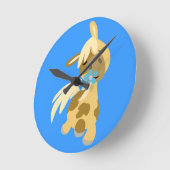 Blaue Blume und Niedlicher Cartoon Pony Wall Clock Runde Wanduhr (Winkel)