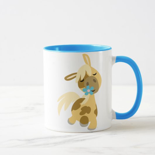 Blaue Blume und Pony-Tasse Tasse (Rechts)