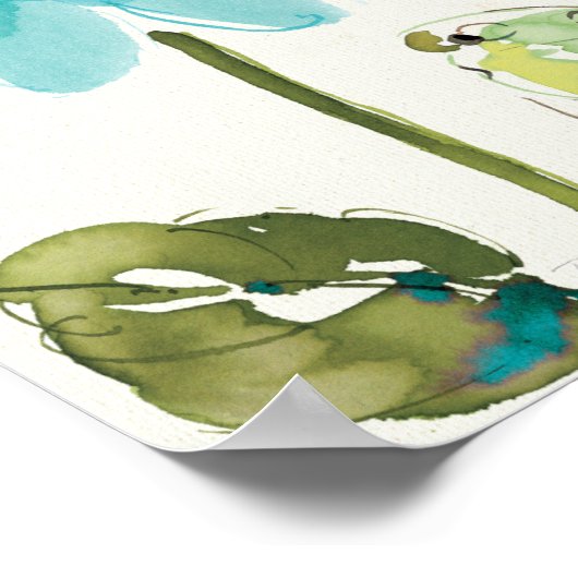 Blaue Blume und Schmetterling Poster (Ecke)