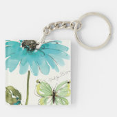 Blaue Blume und Schmetterling Schlüsselanhänger (Rückseite)