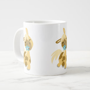 Blaue Blume und süßes Cartoon-Pony Jumbo-Mug Jumbo-Tasse