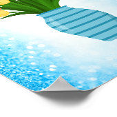 Blaue Blume Vase mit farbigen Tulipen mit Border Poster (Ecke)