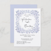 Blaue Blume Verzierte Hochzeit Einladung (Vorne/Hinten)