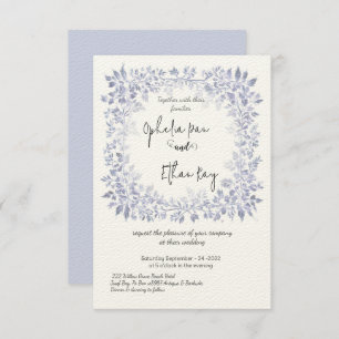 Blaue Blume Verzierte Hochzeit Einladung