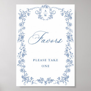 Blaue Blume Verzierte Viktorianische Gnade Liebhab Poster