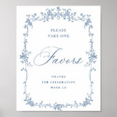 Blaue Blume Verzierte Viktorianische Gnade Liebhab Poster (Vorne)