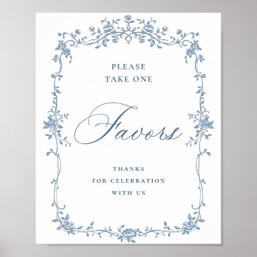 Blaue Blume Verzierte Viktorianische Gnade Liebhab Poster (Vorne)