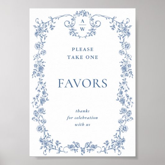 Blaue Blume Verzierte Viktorianische Gnade Liebhab Poster (Vorne)