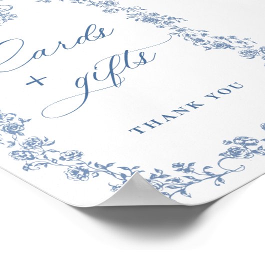 Blaue Blume Verzierte Viktorianische Grace Cards u Poster (Ecke)