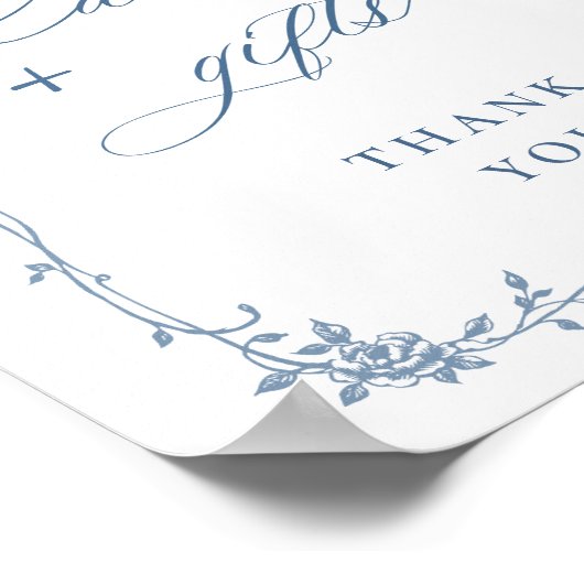 Blaue Blume Verzierte Viktorianische Grace Cards u Poster (Ecke)