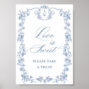 Blaue Blume Verzierte Viktorianische Grace Liebe i Poster
