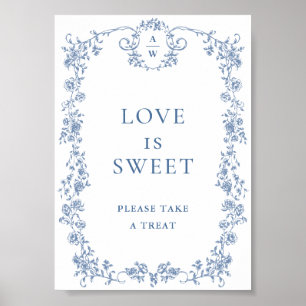 Blaue Blume Verzierte Viktorianische Grace Liebe i Poster