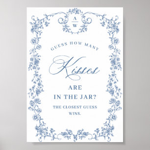 Blaue Blume Verziertes Viktorianisches Grace Braut Poster