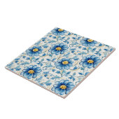Blaue Blume Vintage Elegant Fliese (Seite)