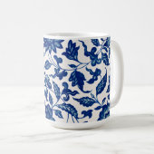 Blaue Blume Vintage Muster Kaffeetasse (VorderseiteRechts)