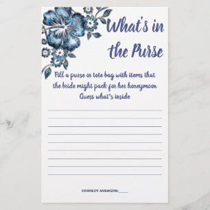 BLAUE BLUME, WAS IN DER PURSE SHOWER GAME CARD IST FLYER
