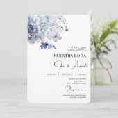 Blaue Blume Wasserfarbe Einladung Hochzeitsfeiern (Stehend Vorderseite)
