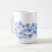 Blaue Blume Wasserfarbe Kaffeetasse (Vorderseite Links)