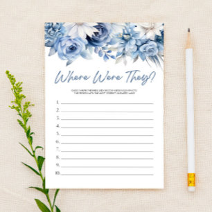 Blaue Blume, wo waren sie? Brautparty Game Briefpapier