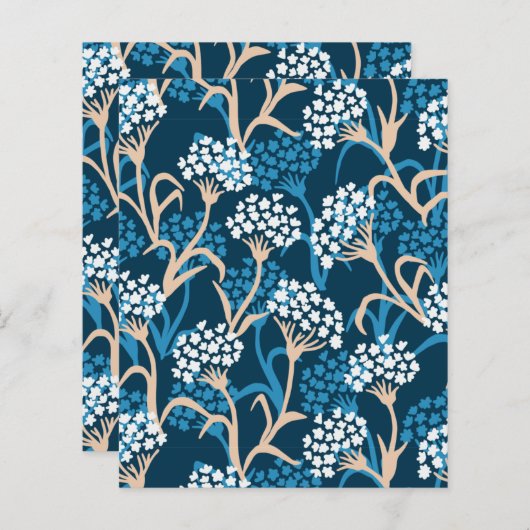 Blaue Blume Zeichnend Muster (Vorne/Hinten)