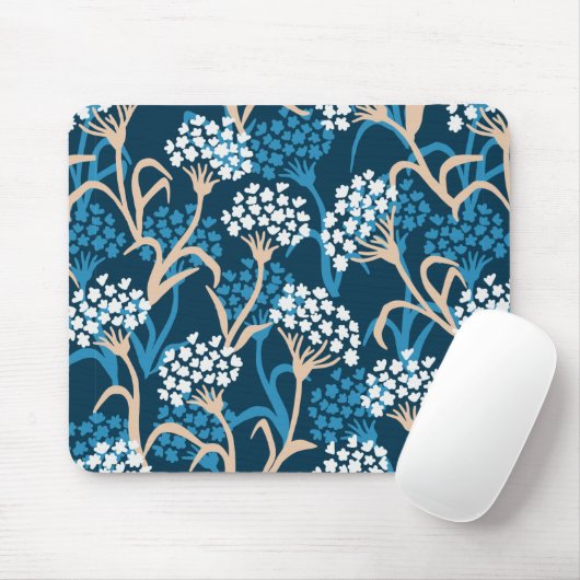 Blaue Blume Zeichnend Muster Mousepad (Mit Mouse)