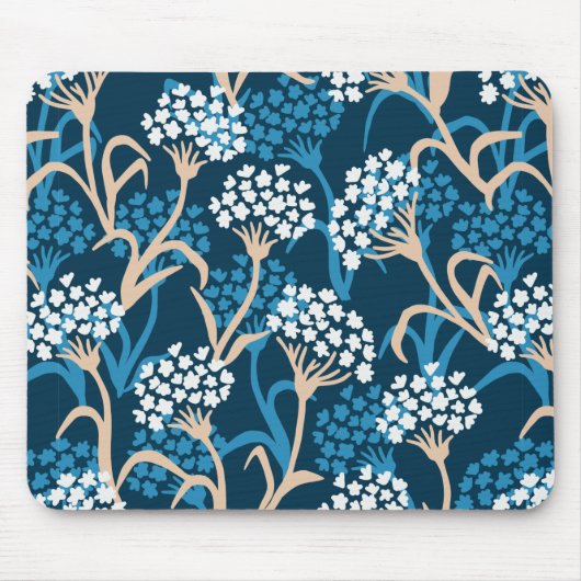Blaue Blume Zeichnend Muster Mousepad (Vorne)