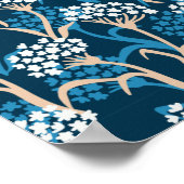 Blaue Blume Zeichnend Muster Poster (Ecke)