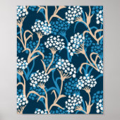 Blaue Blume Zeichnend Muster Poster (Vorne)