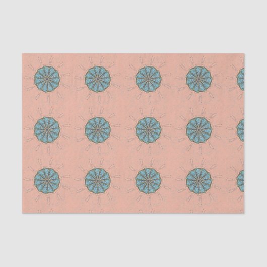 Blaue Blume zeichnend Muster Seidenpapier (Vorderseite)