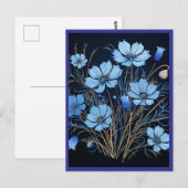 BLAUE BLUMEN #1 POSTKARTE (Vorne/Hinten)