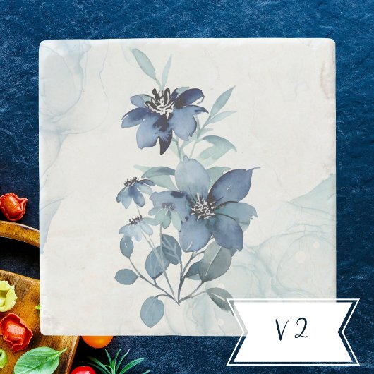 Blaue Blumen 1 Steinuntersetzer