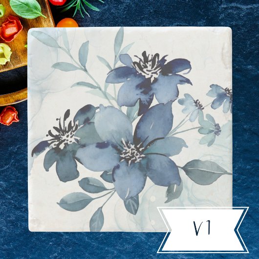 Blaue Blumen 1 Steinuntersetzer