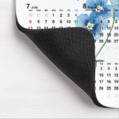 Blaue Blumen 2026 Kalender auf Weiß Mousepad (Ecke)