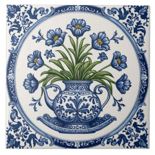 Blaue Blumen 2 Fliese