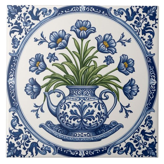 Blaue Blumen 2 Fliese (Vorderseite)